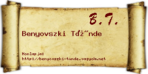 Benyovszki Tünde névjegykártya